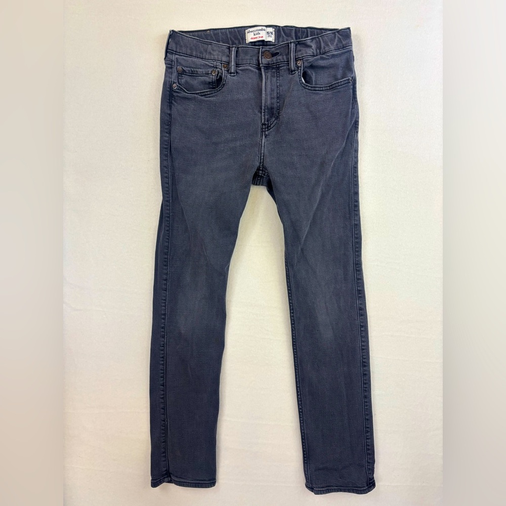 ABERCROMBIE & FITCH KIDS Black‎ Skinny Jeans Cotton Stretch Distressed Dark 16